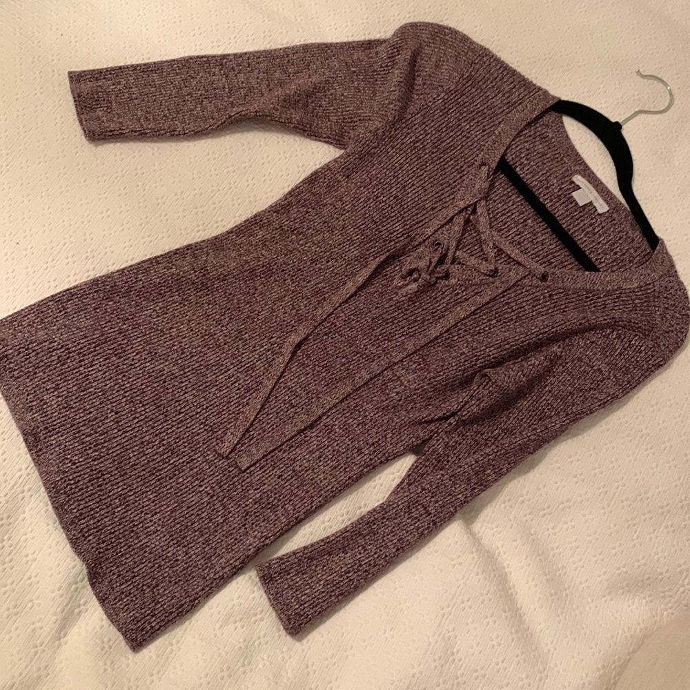 Purple marl tie up sweater